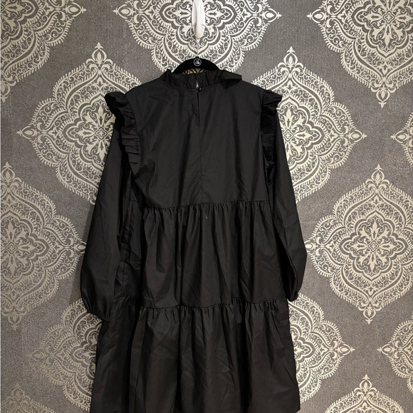SHEIN Small Black Long Sleeve Ruffle Dress - Picture 3 of 3